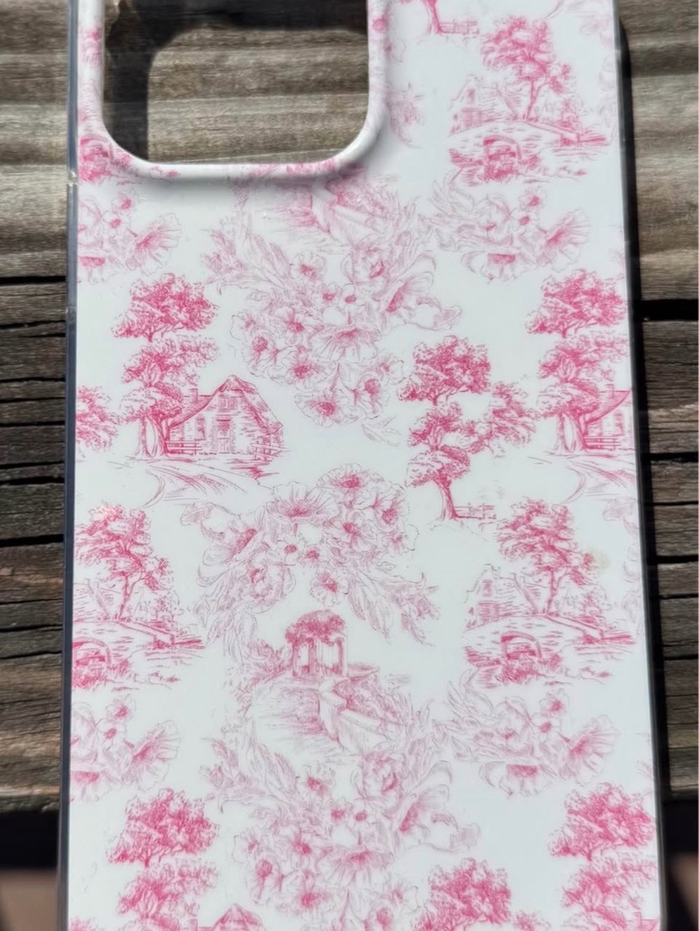 Floral Pink Toile Hard Snap Phone Case - White & Pink